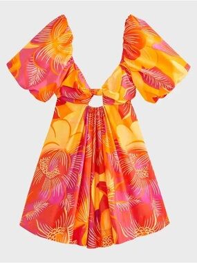 FARM Rio | Dresses | Farm Rio Milani Floral Print Linen Mini Dress  Offwhitegreen Nwt | Poshmark